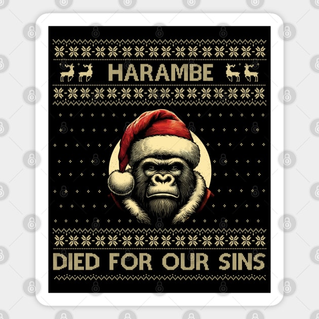 Harambe Died For Our Sins Magnet by Trendsdk